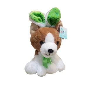 Corgi Plush Puppy Dog w Bunny Ears Stuffed Animal Easter Toy Hug Me NWT 12 inch
